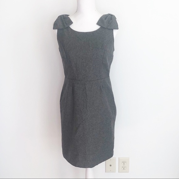 Monteau gray sheath shoulder bow dress size medium - Picture 1 of 5